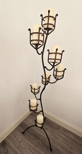 Metal Candelabra and 8 candles