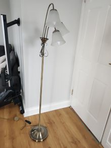 Pair of Traditional 3-Light Brass Floor Lamps