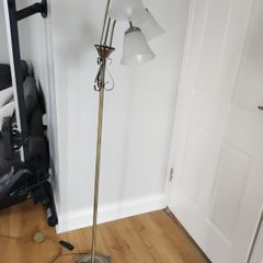 Pair of Traditional 3-Light Brass Floor Lamps