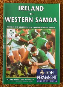 Very Rare 1996 Ireland v Western Samoa - November International Programme