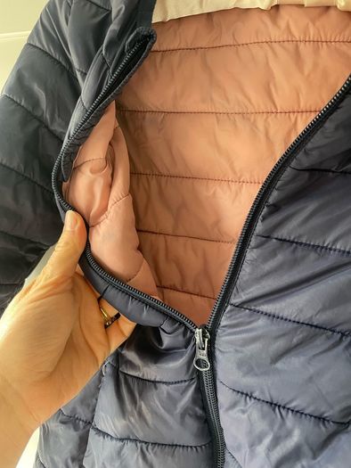 Navy and pink hooded lightweight jacket age 7-8