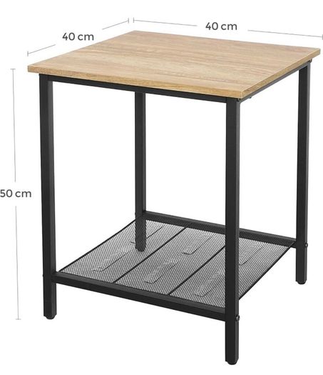 End Table, Side Table and Nightstand, Industrial Style, Heavy-Duty Steel Frame, Living Room Bedroom, Simple Assembly, Honey Brown and Black (FREE POSTAGE)