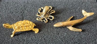 3 brass animals. Solid brass.
