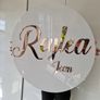 Round Acrylic Logo Sign - Mirror Gold Lettering, LED Backlit, Any Logo Image 3
