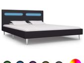 Bed Frame with LED Black Fabric 150x200 cm