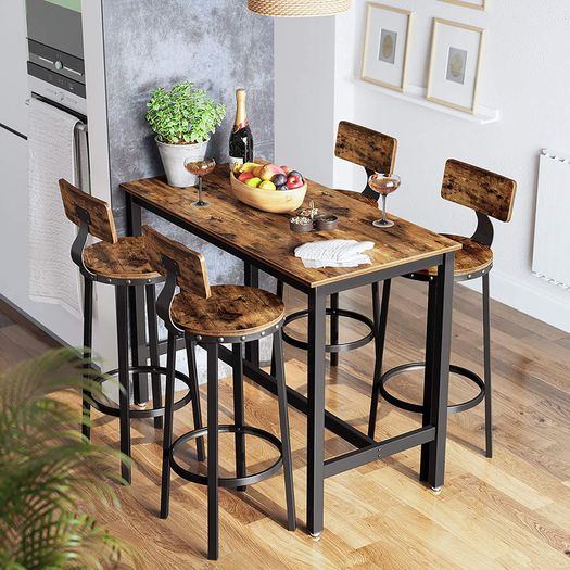 _Set of 2 bar stools, kitchen chairs with sturdy metal frame