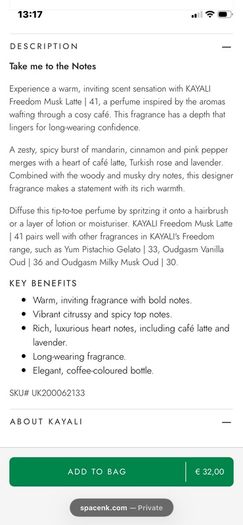 New KAY ALI Freedom Musk Latte EDP Travel 10ml Size
