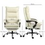 Vinsetto Office chair, adjustable seat height, footrest, PU leather, up to 135 kg, metal base, 66x72x116-124cm, Beige Image 2
