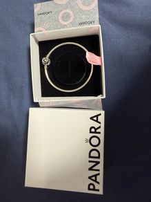 Pandora Silver Bangle Moments Encircled Rose Clasp