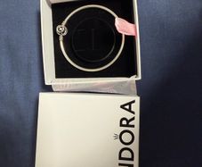 Pandora Silver Bangle Moments Encircled Rose Clasp