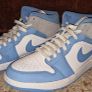 Nike Air Jordan 1 Mid University Blue Grey Shoes Image 2