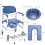 4-in-1 Wheeled Shower Chair, Bathroom Shower Chair with Wheels for Elderly, Waterproof Wheeled Commode Toilet Chair with Removable Bucket, Bedside Commode Chair on Wheels for the Disabled Image 2