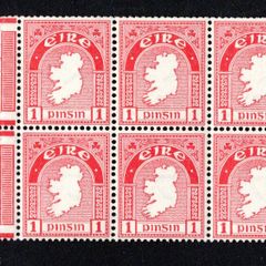 1940-75 Ireland 1d Booklet pan with inverted "e" Watermark Mint Never Hinged