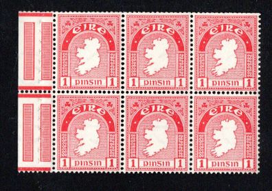 1940-75 Ireland 1d Booklet pan with inverted "e" Watermark Mint Never Hinged