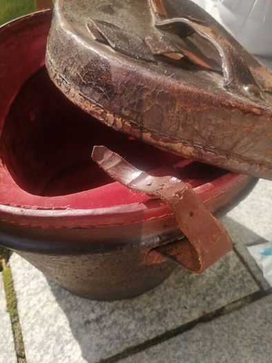 Antique leather hat box