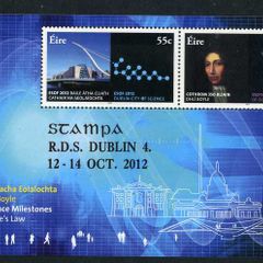 2012 Ireland Stampa Members Souvenir Science Milestones Commemorative Stamps Miniature Sheet Overprinted for Stampa Mint Never Hinged (MNH)