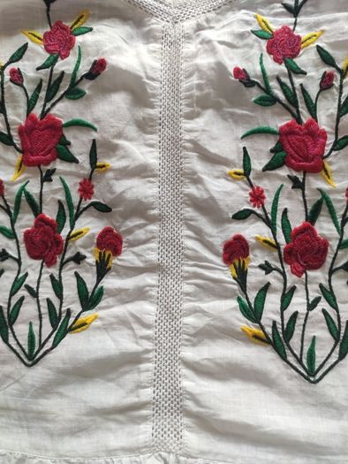 FF Tesco White Embroidered Floral Cotton Cami Top Peplum Hem