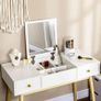 Vanity set with stool, foldable mirror, Scandinavian style, 2 drawers, 100 x 45 x 118 cm, white Image 3