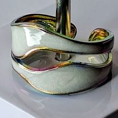 Double Layer Geometric White & Rainbow Open Ring