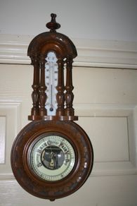 Vintage Barometer Thermometer Hand Carved Body Collectable 1950 Weather Checker L21"