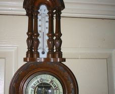 Vintage Barometer Thermometer Hand Carved Body Collectable 1950 Weather Checker L21"