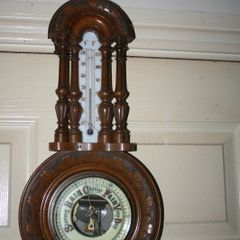 Vintage Barometer Thermometer Hand Carved Body Collectable 1950 Weather Checker L21"