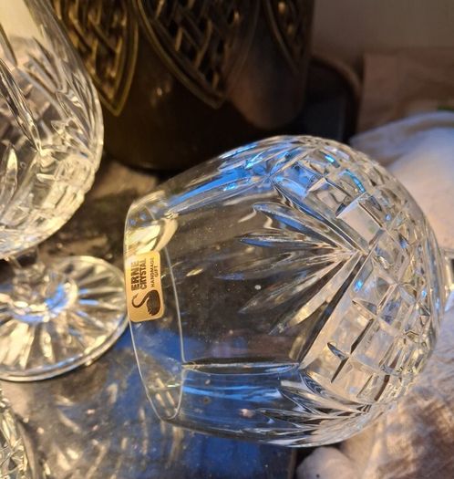 Vintage Irish lead crystal Ships Decanter & 4 whiskey glasses