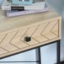 Embossed Arrow Side Table w/ 2 Drawers Metal Frame Handles Back Bar Tabletop Unique Home Style Storage End Console Image 8