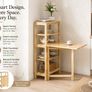 Folding Dining Table Dining Room Table Kitchen Table with 5 Storage Shelves, Image 7