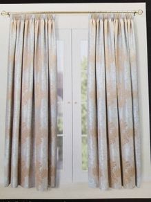 Champagne and Grey Imogen Pencil Pleat Fleur de Lis Inspired Fully Lined Curtains by Colours