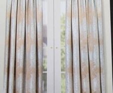 Champagne and Grey Imogen Pencil Pleat Fleur de Lis Inspired Fully Lined Curtains by Colours