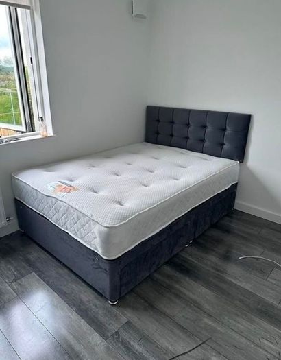 Brand New Stylish Double Divan Beds Instock.. Multiple Headboard Designs And Tufted Memory Foam Mattresses Available