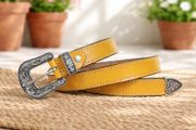 Genuine Leather Cowboy Cowgirl Belt Western Vintage Engraved Buckle Belt