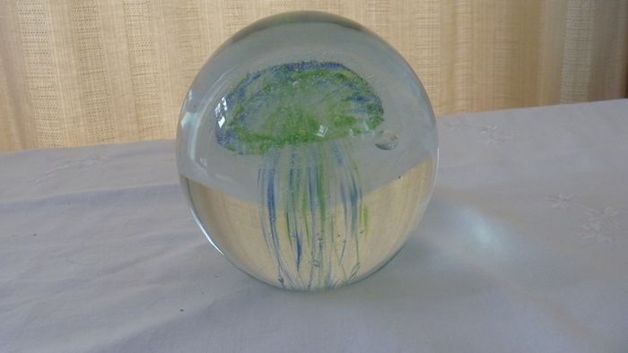 Glass Jellyfish Paperweight