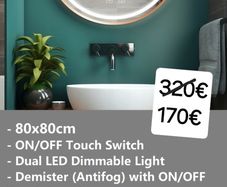 LED Bathroom Mirror Gold Frame 80cm