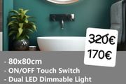 LED Bathroom Mirror Gold 80cm Antifog Dual Light