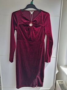 Monsoon Red Velvet Ring Detail Midi Dress size 18