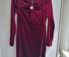 Monsoon Red Velvet Ring Detail Midi Dress size 18