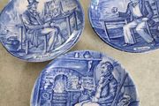Set of 3 Vintage Collectible Plate Enoch Wedgewood blue white 4 inches Plates coaster Tunstall Made in England