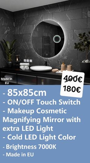LED Bathroom Mirror 85cm Makeup Made in EU