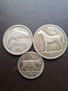 1928 Irish Free State. Set of 3 Silver Coins: Half Crown&Florin&Shilling