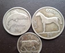 1928 Irish Free State. Set of 3 Silver Coins: Half Crown&Florin&Shilling