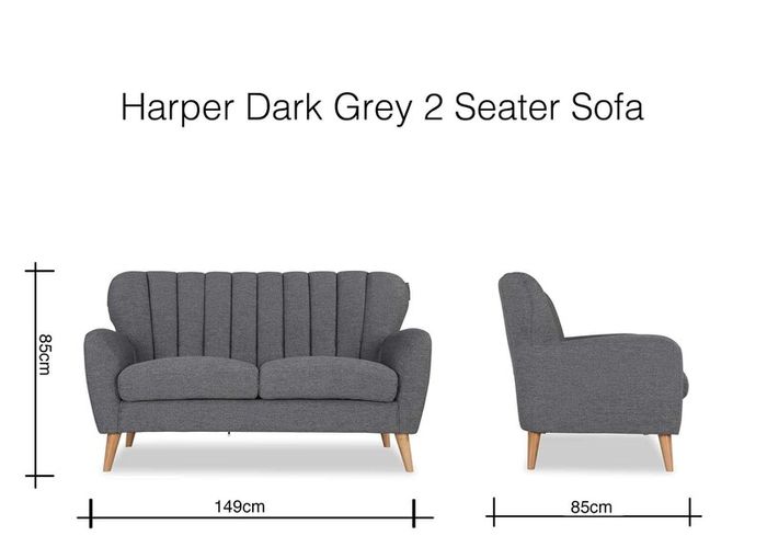 Harper Dark Grey 2-Seater Sofa EZ Living Furniture