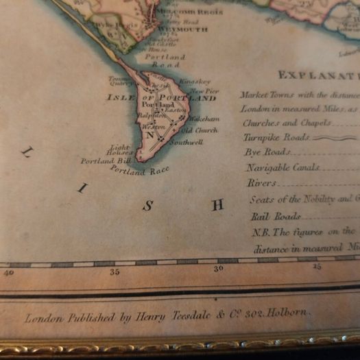 Antique 1830 Map of Dorset by Henry Teesdale
