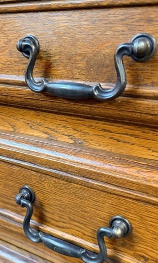 Vintage French Country Carved Oak Tallboy