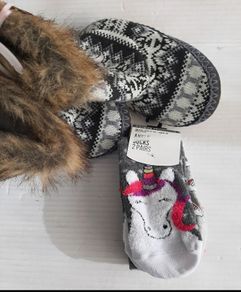 New kids slippers and 2 new pairs socks