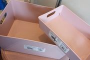Set of two blush pink storage baskets