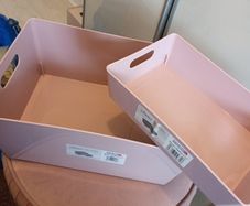 Set of two blush pink storage baskets