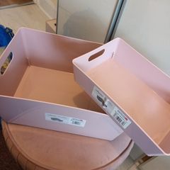 Set of two blush pink storage baskets