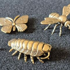 3 brass Insects, Solid brass.